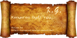 Kenyeres György névjegykártya